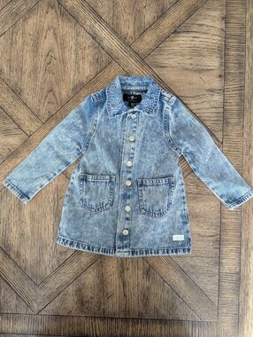 NWT 7 For All Mankind, Denim Jacket Dress with Embroidered Collar, 12m